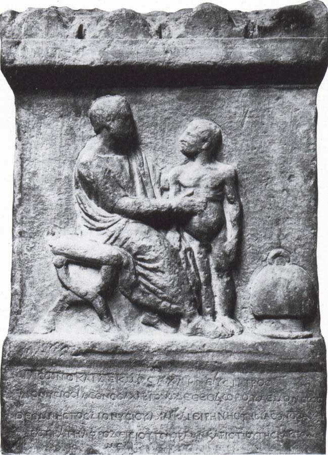 ett grekiskt monument over en lakare